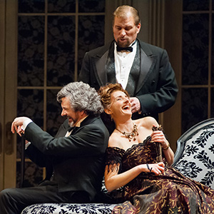 Pacific Opera Victoria's April 2008 production of Regina. Left to right - Doug MacNaughton, Gregory Dahl, Kimberly Barber. Photo: Ross den Otter